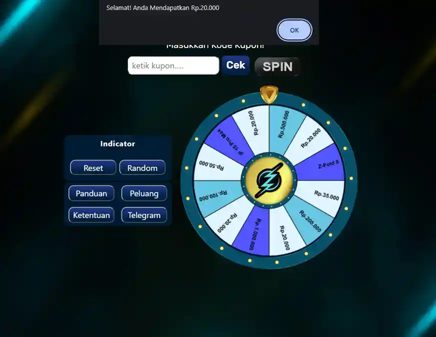 langkah kedua wheel Gledek88